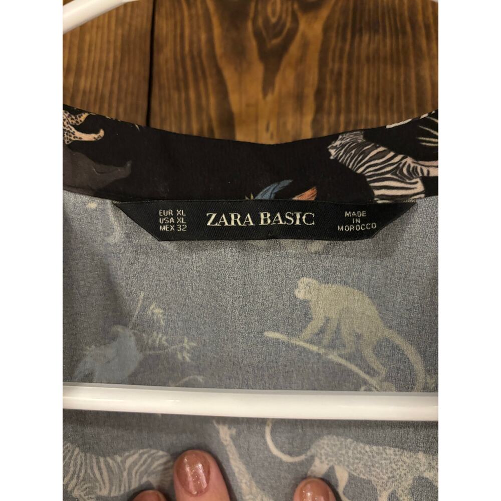 Zara Animal Zoo Print Long Sleeve Blouse XL - Picture 4 of 5